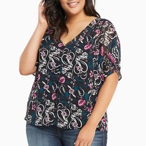 Torrid MULTI FLORAL CHIFFON BUTTON FRONT